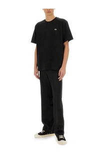 Lacoste men’s black cotton short-sleeved t-shirt with small embroidered crocodile logo on the left chest