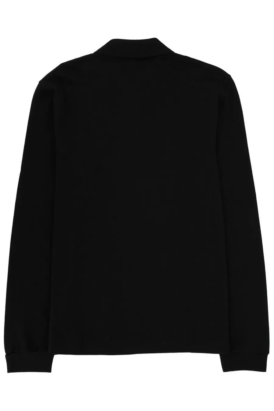 Lacoste men’s black long-sleeved polo shirt with classic collar and ribbed cuffs made from soft cotton material