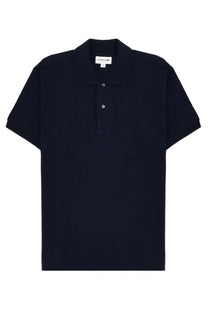 Lacoste men’s polo blue black polo shirt with classic collar two-button placket and breathable cotton fabric