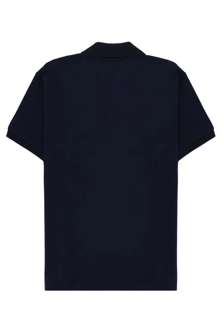 Dark navy blue short-sleeved Lacoste men’s polo shirt with classic collar and neatly stitched seams