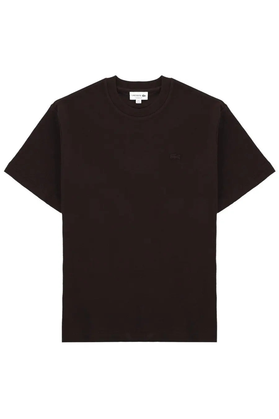 Lacoste men’s black short-sleeved cotton shirt with subtle embroidered logo on left chest for casual wear