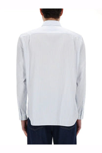Lacoste men’s shirt white crisp white and light blue vertically striped long-sleeved dress shirt with classic collar