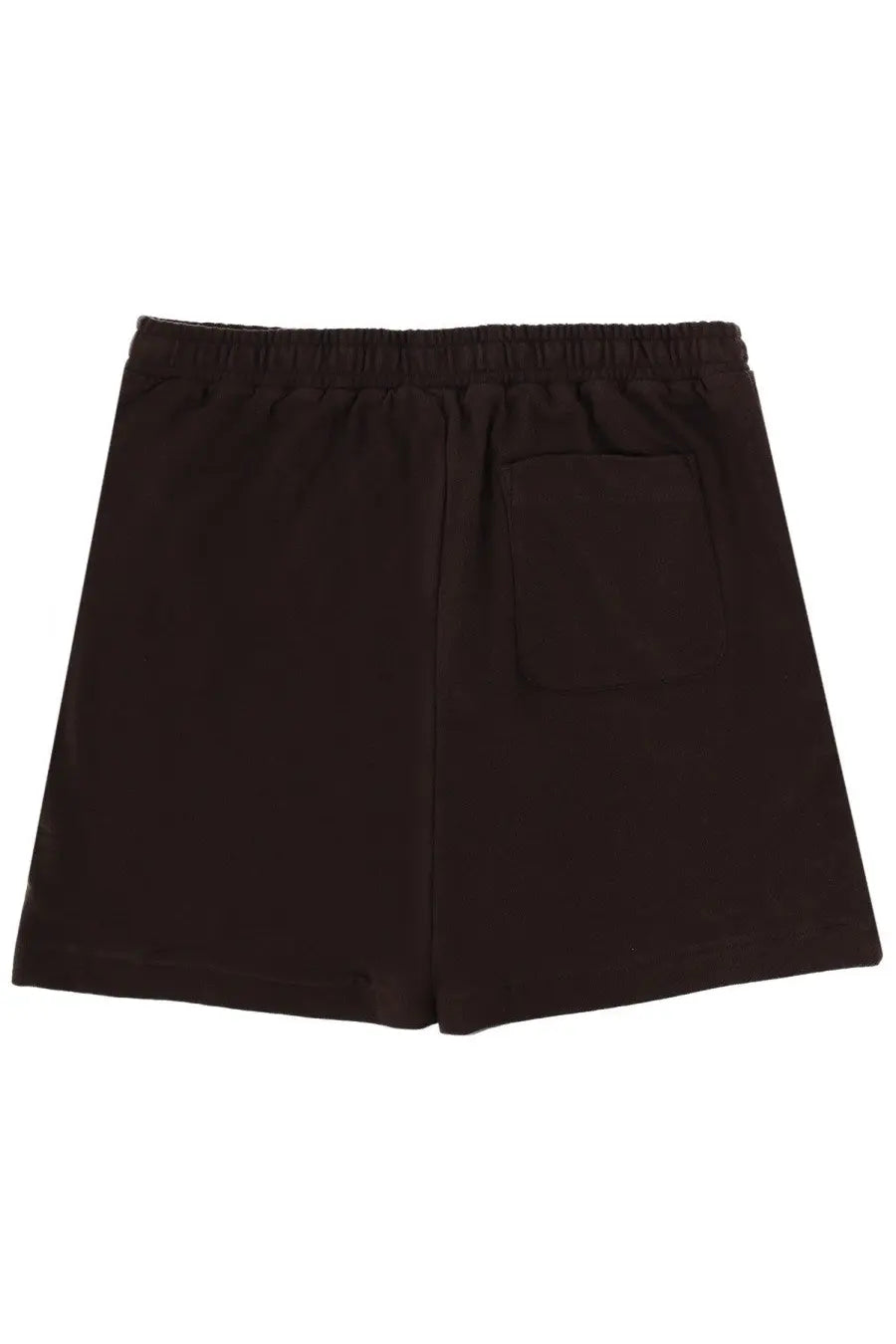 Black lacoste men’s shorts in cotone con brown with elastic waistband and single back pocket shown from the back side