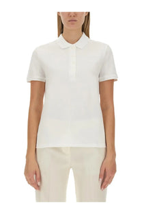 Lacoste women’s white short-sleeved polo shirt with classic collar and button placket in breathable cotton