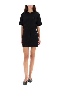 Lacoste women’s black short-sleeved dress with subtle embroidered logo on chest in comfortable fabric