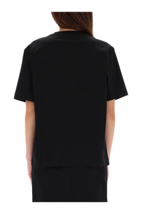 Lacoste women’s black short-sleeved t-shirt with a simple minimalist design made from soft cotton fabric