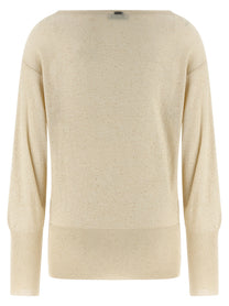 Herno Lamé and Sequin Yarn Sweater Beige