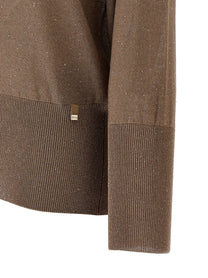 Herno Lamé and Sequin Yarn Sweater Brown