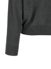 Peserico Lamé Thread Turtleneck Sweater Grey, view 4