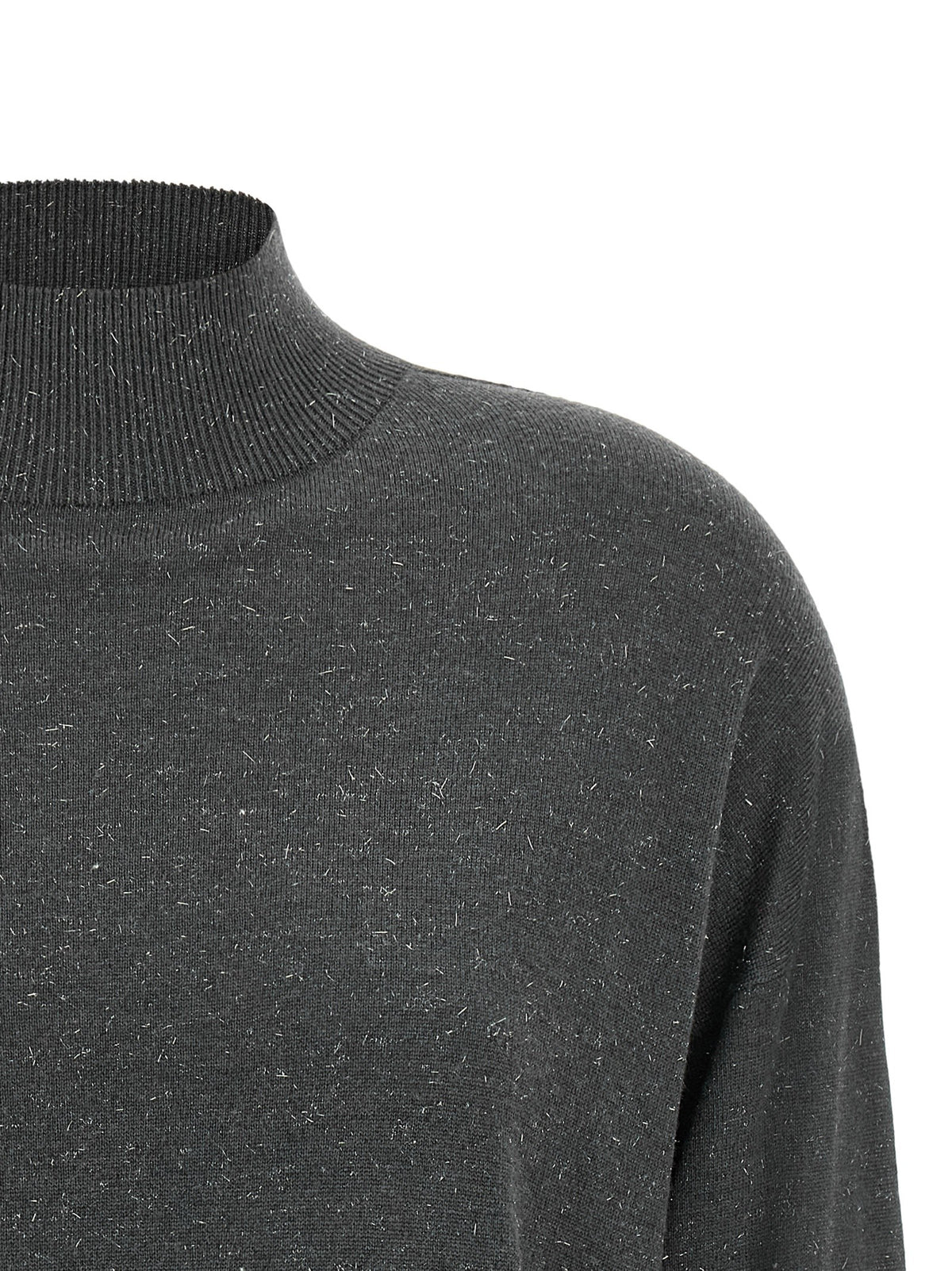Peserico Lamé Thread Turtleneck Sweater Grey, view 3