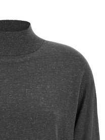 Peserico Lamé Thread Turtleneck Sweater Grey, view 3