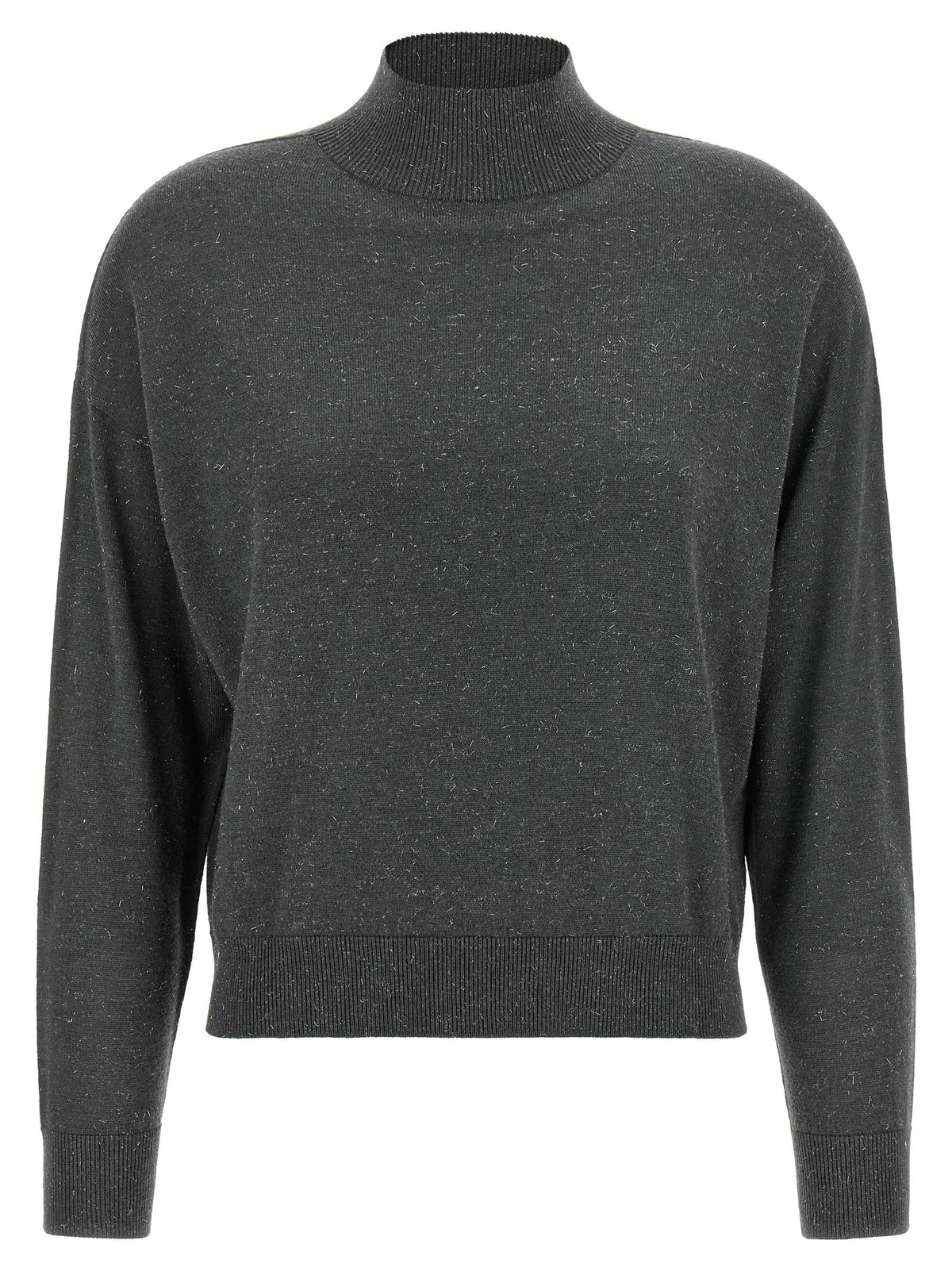 Peserico Lamé Thread Turtleneck Sweater Grey