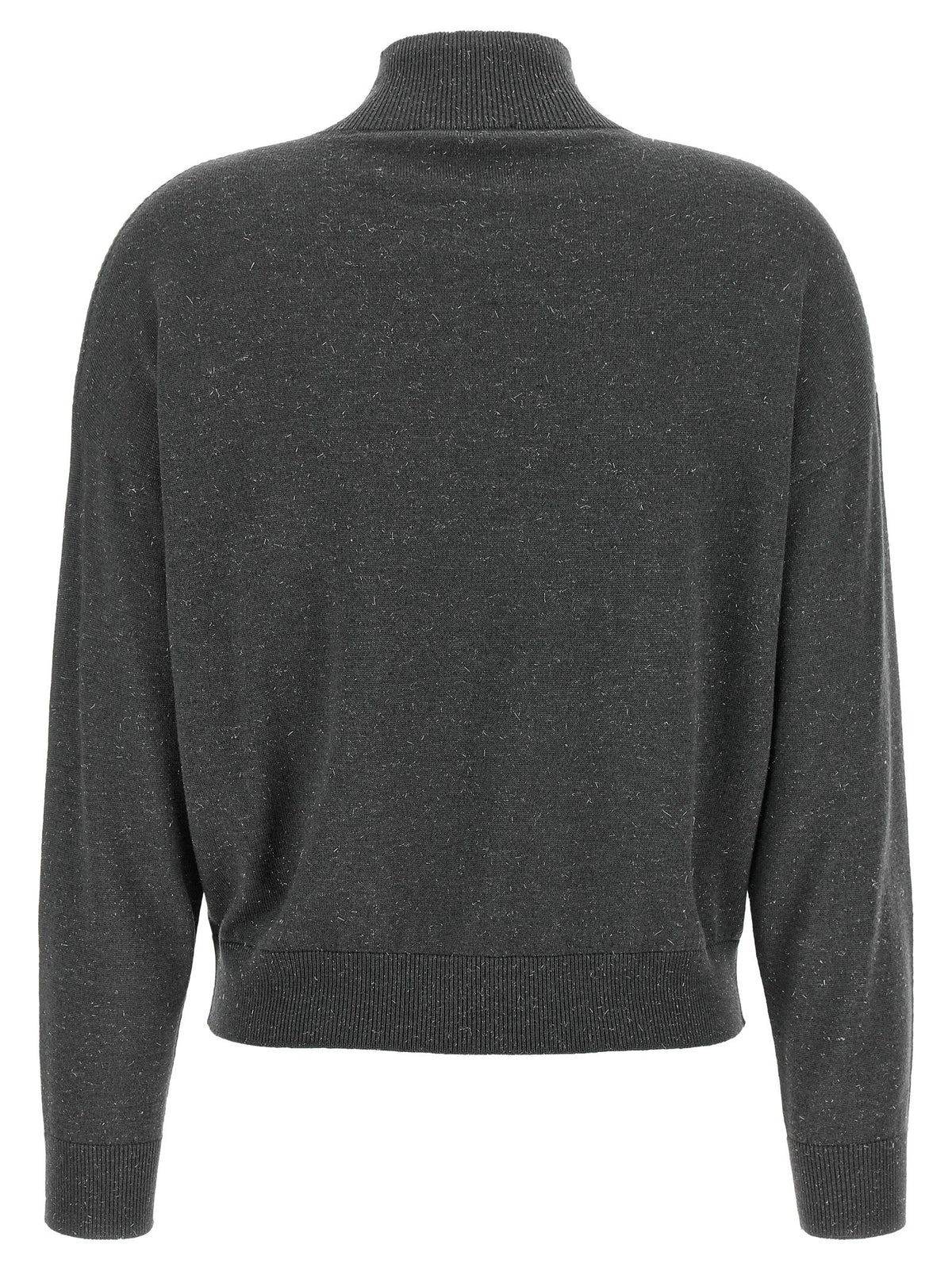 Peserico Lamé Thread Turtleneck Sweater Grey, view 2