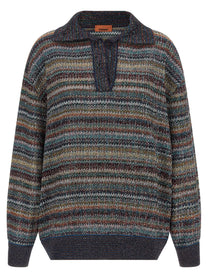 Missoni Lamé Yarn Polo Shirt Gold