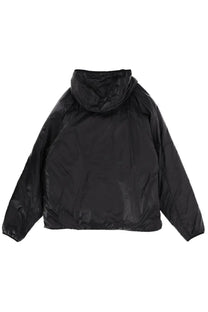 Laminar men’s black hooded puffer jacket with shiny water-resistant fabric and insulated warmth