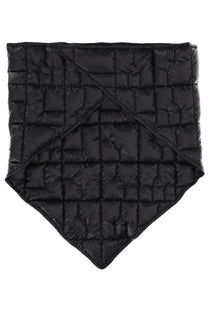 Laminar men’s black nylon scarf featuring a black quilted puffer neck warmer with diamond-stitched pattern