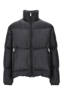 Laminar men’s padded black jacket with high collar quilted design and silver zippers for cold weather wear