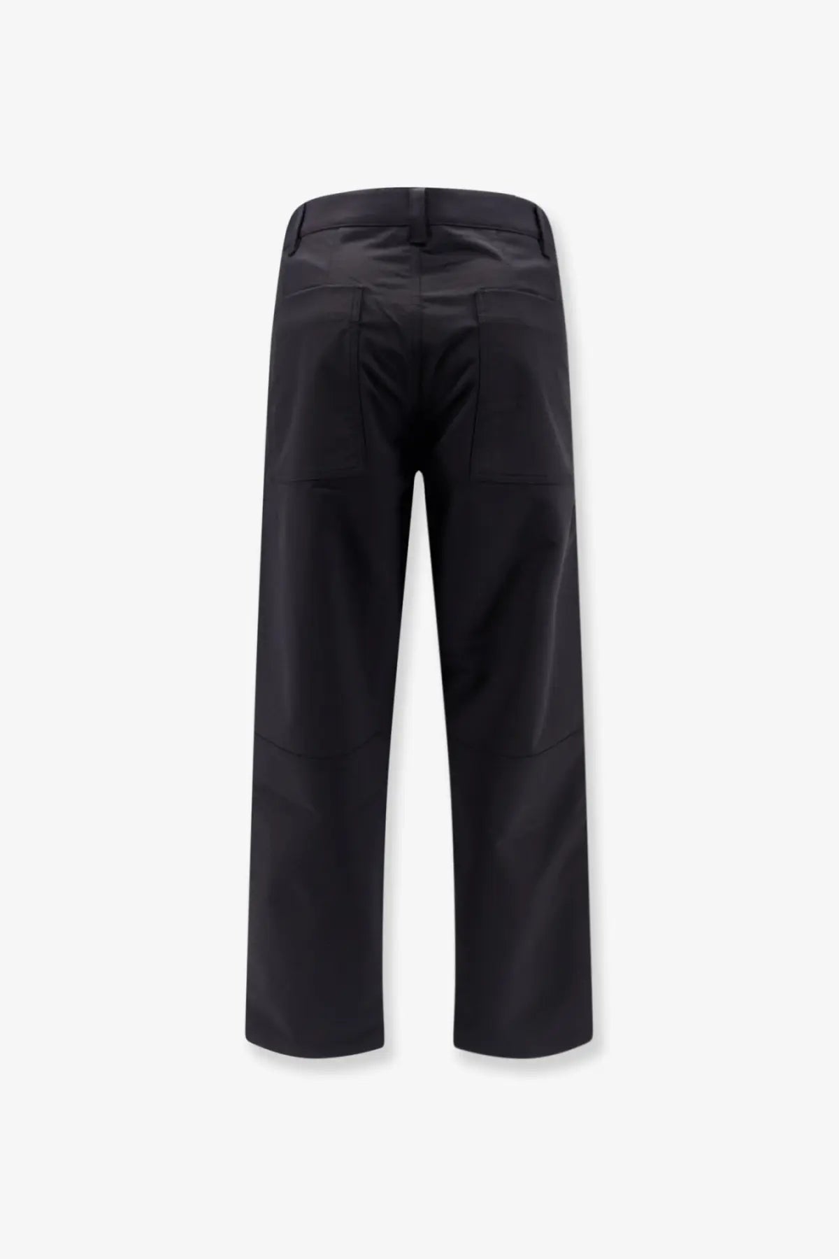 Black laminar men’s straight-leg technical fabric trousers with sleek minimalist design