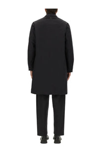 Laminar men’s waterproof two layer goretex black trench coat with sleek minimalist design and subtle stitching details