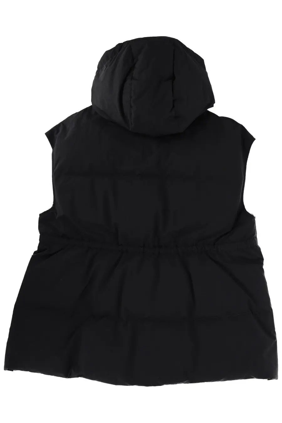 Laminar womens crinkle metallic vest black with hooded black puffer quilted design perfect for layering