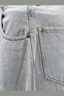 Lamrons women’s balloon fit blue denim jeans in light-wash with faded texture and classic stitching details