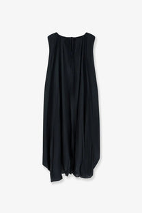 Lamrons women’s black sleeveless dress with gathered neckline made from modal and silk blend fabric