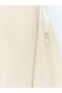Lamrons women’s cream-colored satin dress with sleek silver zipper pull made of viscose and lyocell blend white