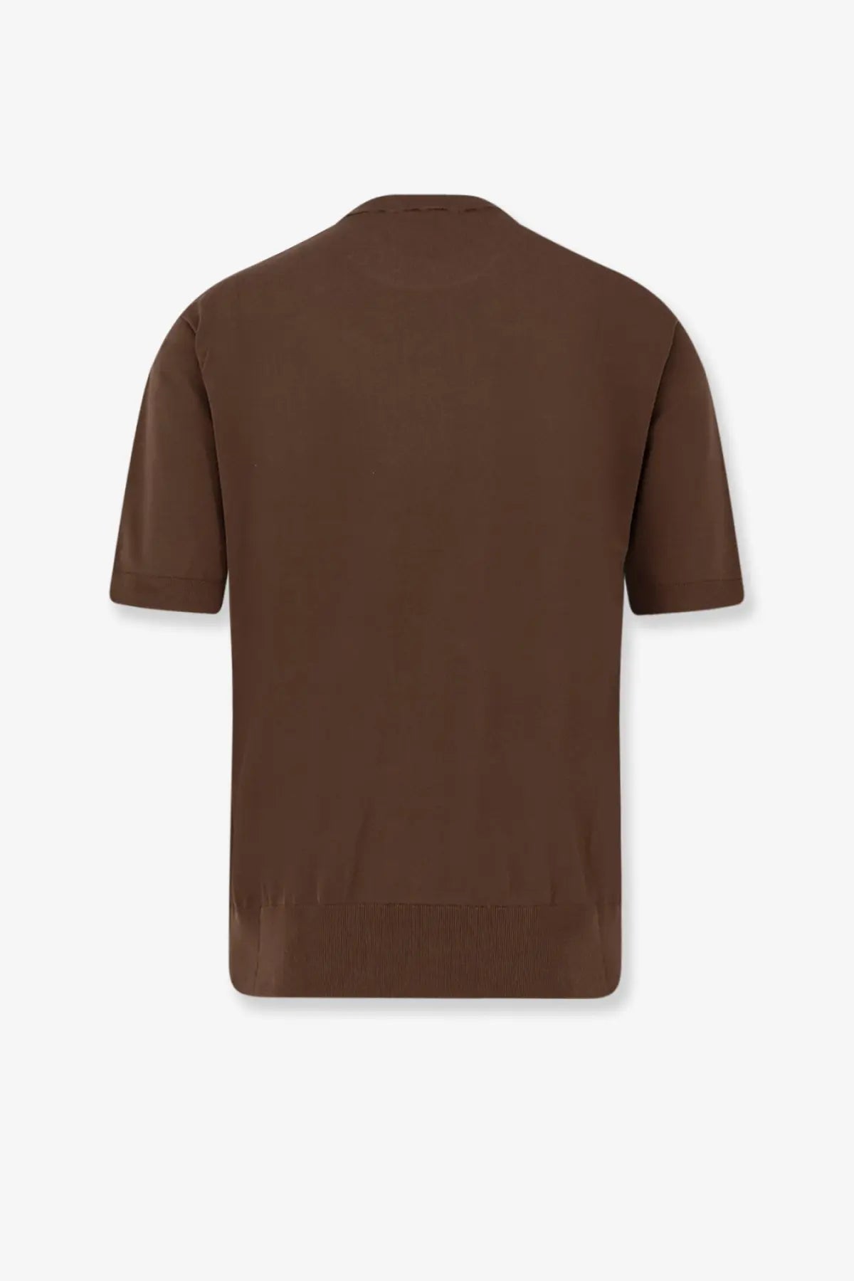 Laneus men’s brown cotton short-sleeved knit tee with ribbed cuffs and hem for casual wear