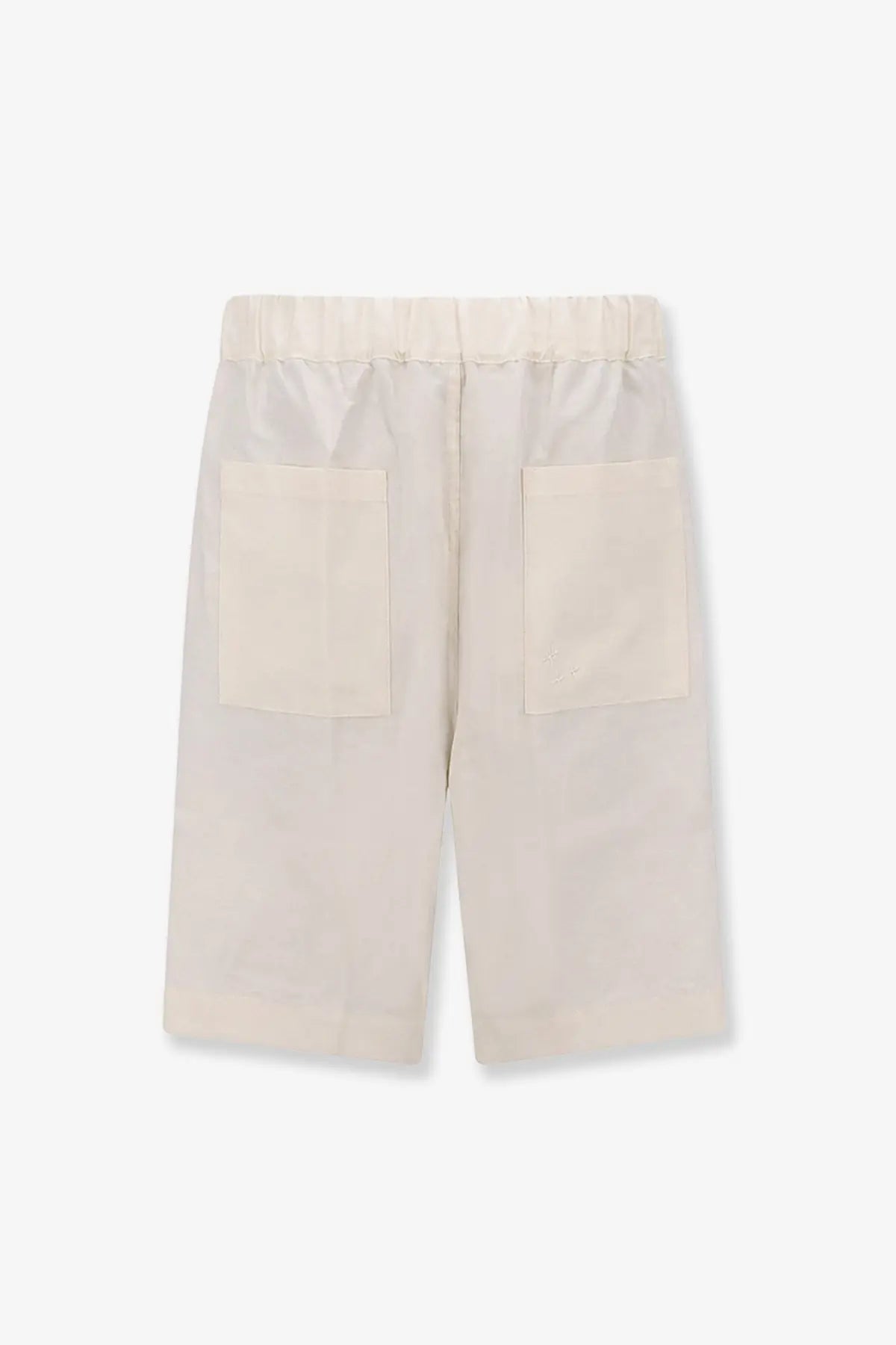 Laneus men’s white bermuda shorts in lightweight viscose and linen with a relaxed fit and elastic waistband
