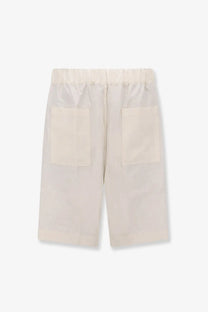 Laneus men’s white bermuda shorts in lightweight viscose and linen with a relaxed fit and elastic waistband