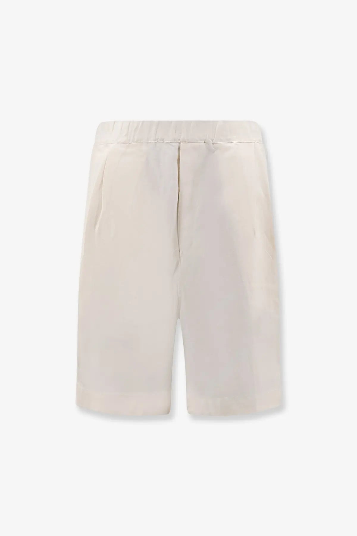 Laneus men’s viscose and linen bermuda shorts in cream with a relaxed fit and elastic waistband