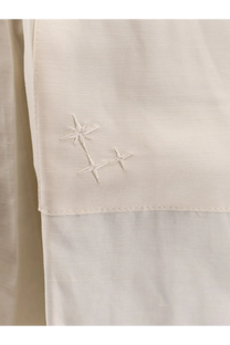 Laneus men’s white viscose and linen bermuda shorts with delicate cream fabric and subtle star embroidery