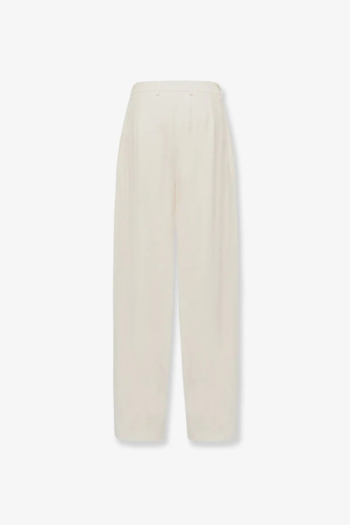 Laneus women’s cream-colored wide-leg trousers in viscose and linen with smooth flowing fabric and subtle waist pleats