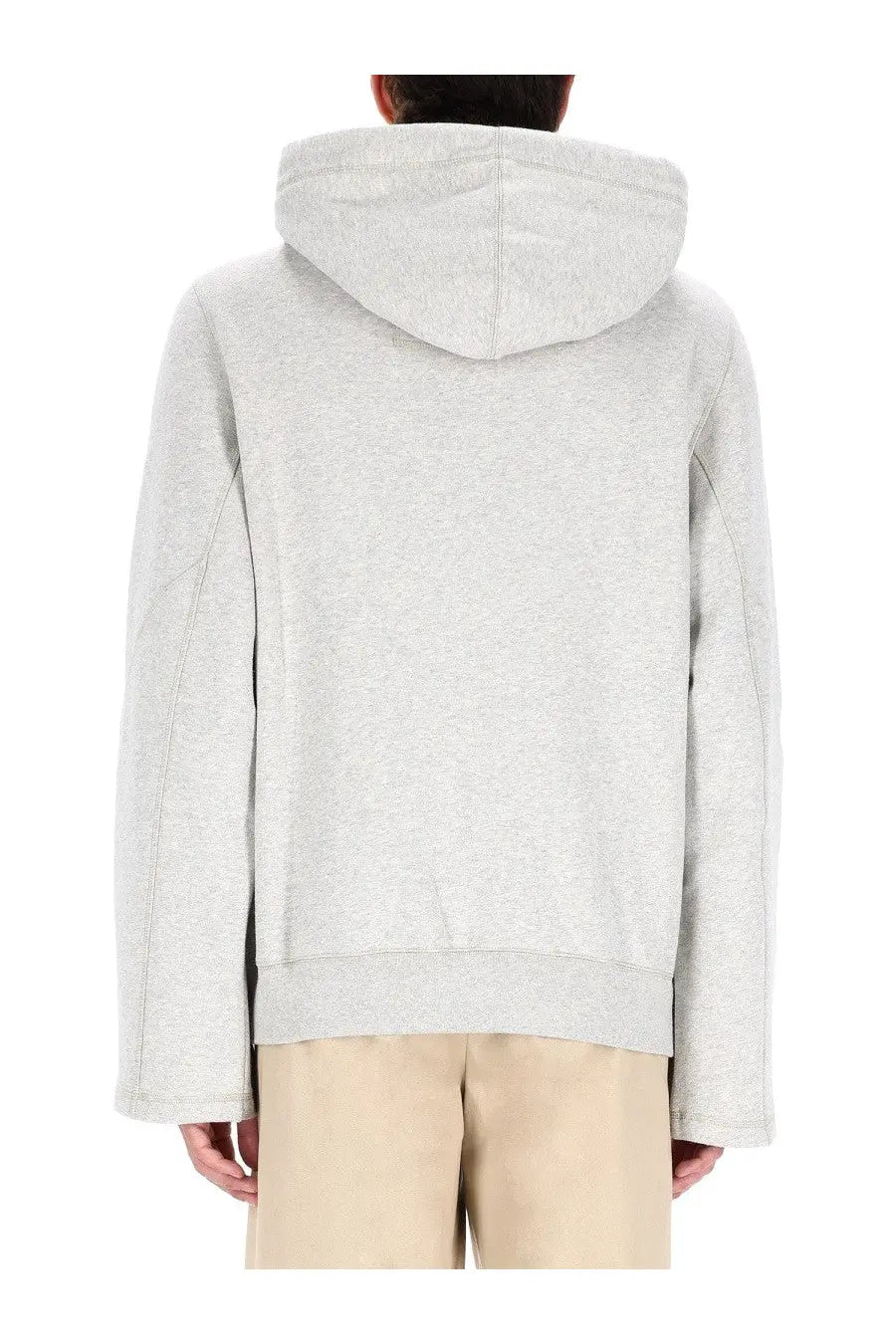 Lanvin men’s sweatshirt grey light gray heathered cotton hoodie with relaxed fit and ribbed cuffs