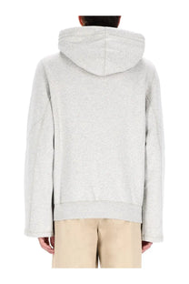 Lanvin men’s sweatshirt grey light gray heathered cotton hoodie with relaxed fit and ribbed cuffs