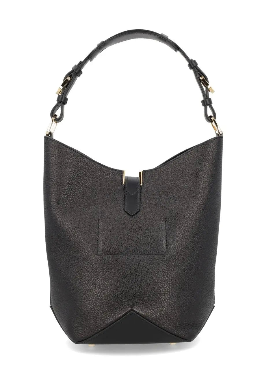 Lanvin women’s bag catch black black pebbled leather hobo bag with gold-tone hardware and front flap closure