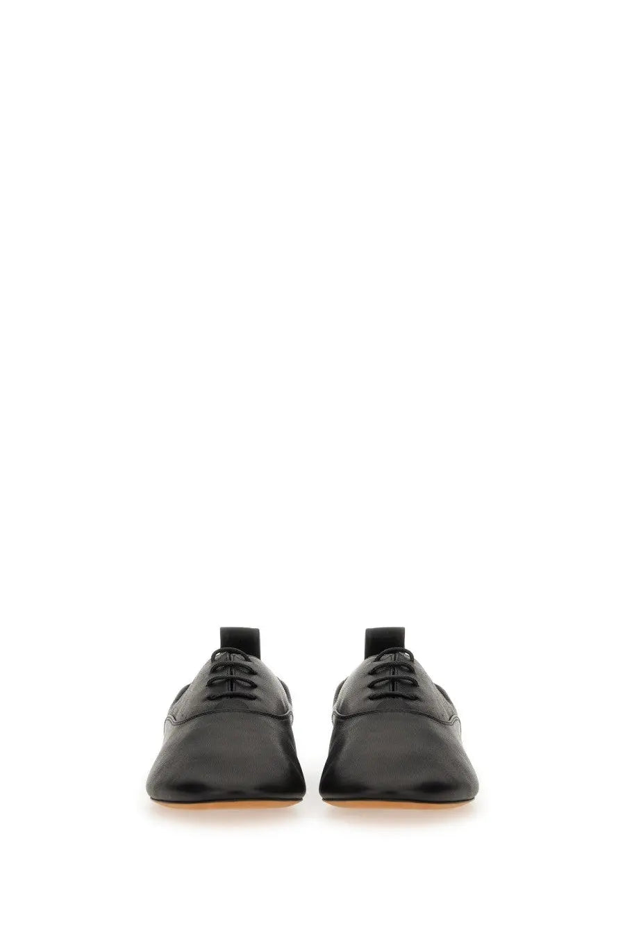 Lanvin women’s black leather oxford lace up slipper with sleek minimalist design and subtle stitching details