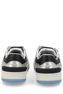 Lanvin women’s sneaker clay silver in silver and black with white midsole and light blue outsole