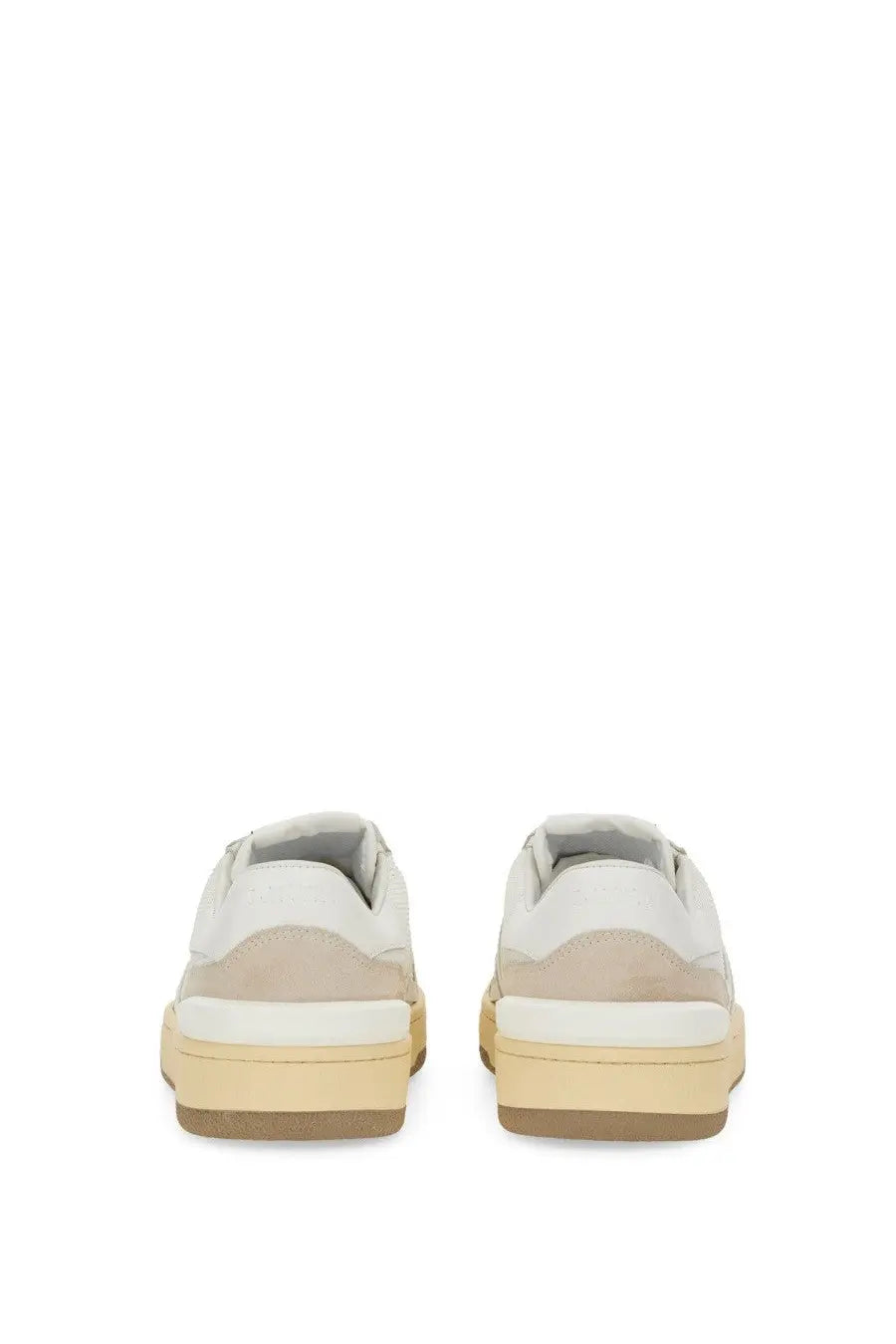 Lanvin women’s sneaker clay white in white and beige suede with a chunky rubber sole for casual wear