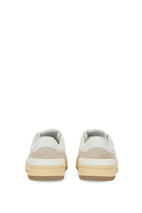 Lanvin women’s sneaker clay white in white and beige suede with a chunky rubber sole for casual wear