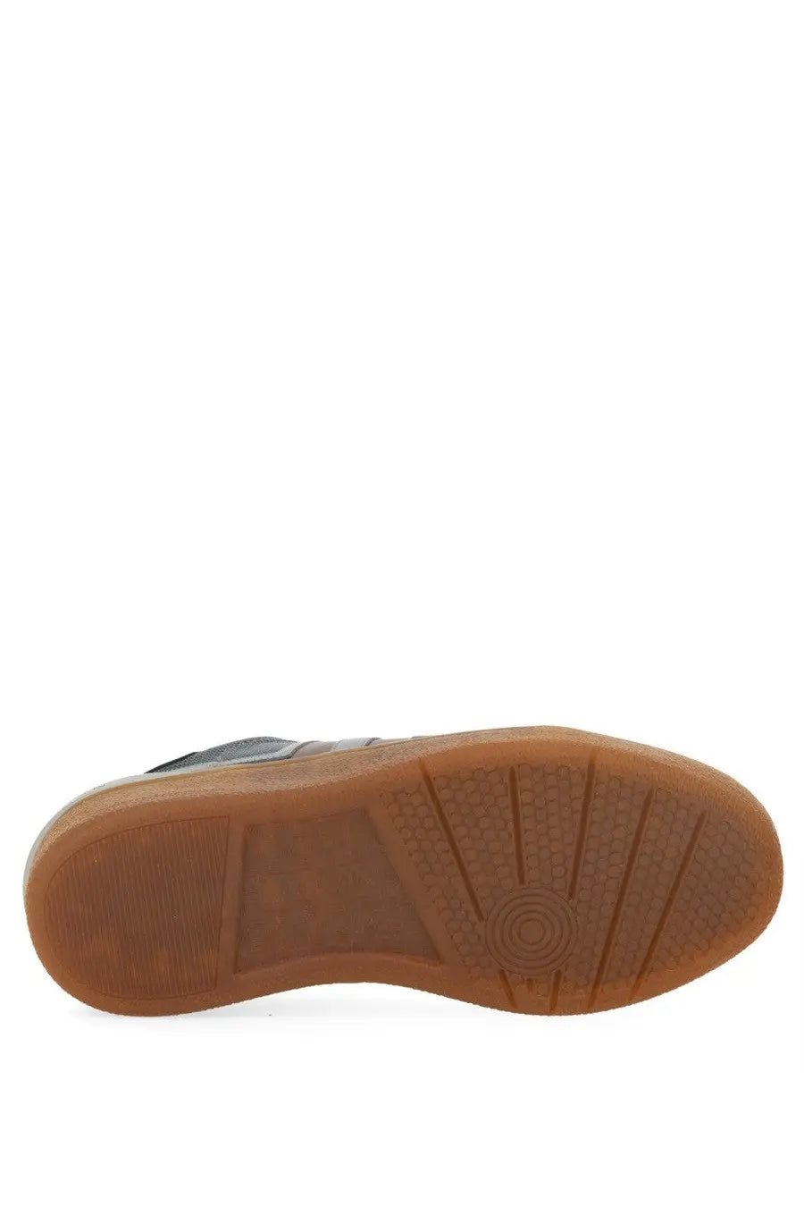 Lanvin women’s gray suede high-top sneaker with tan rubber sole made from suede and nappa leather