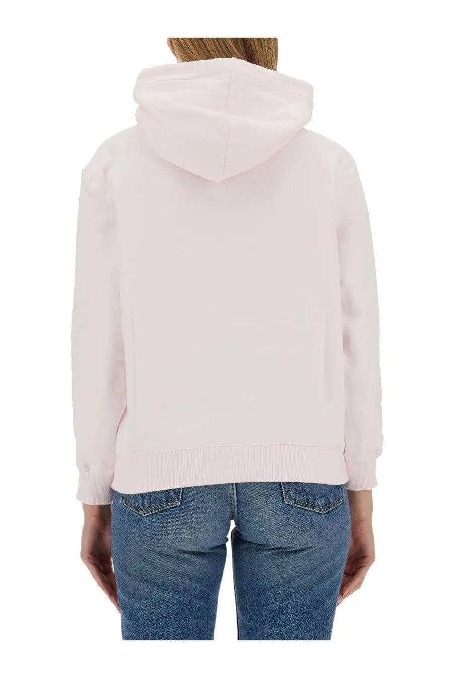 Lanvin women’s sweatshirt blue soft pink hooded with relaxed fit and ribbed cuffs ideal for casual wear