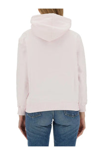 Lanvin women’s sweatshirt blue soft pink hooded with relaxed fit and ribbed cuffs ideal for casual wear