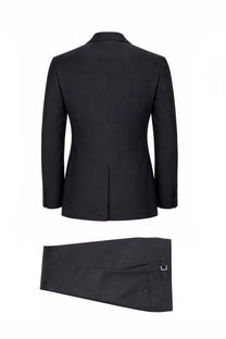 Lardini men’s abito due pezzi in lana black tailored suit with structured blazer and matching trousers featuring subtle stitching details
