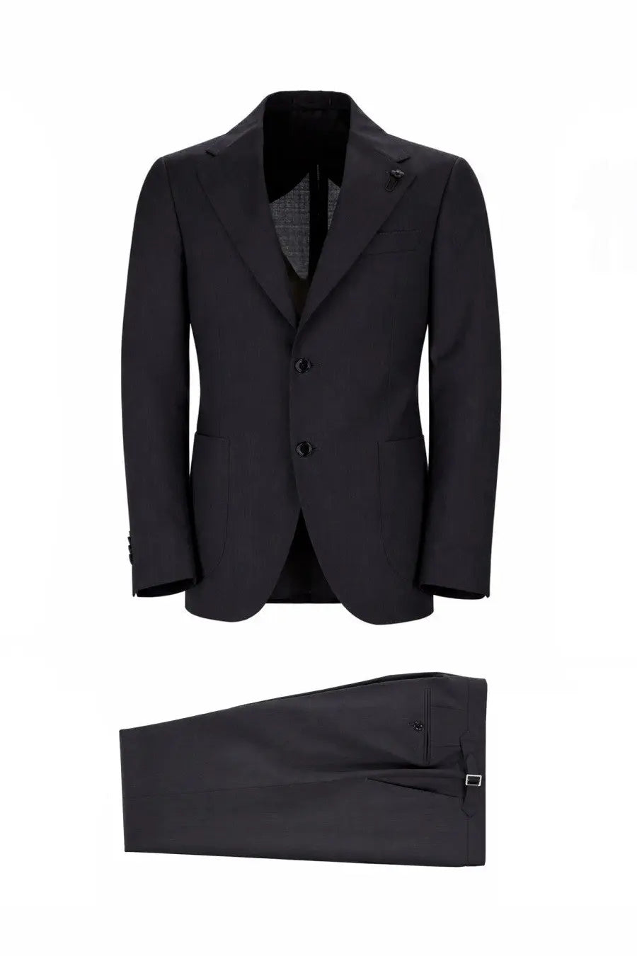 Lardini men’s abito due pezzi in lana black tailored suit with structured blazer and matching textured trousers