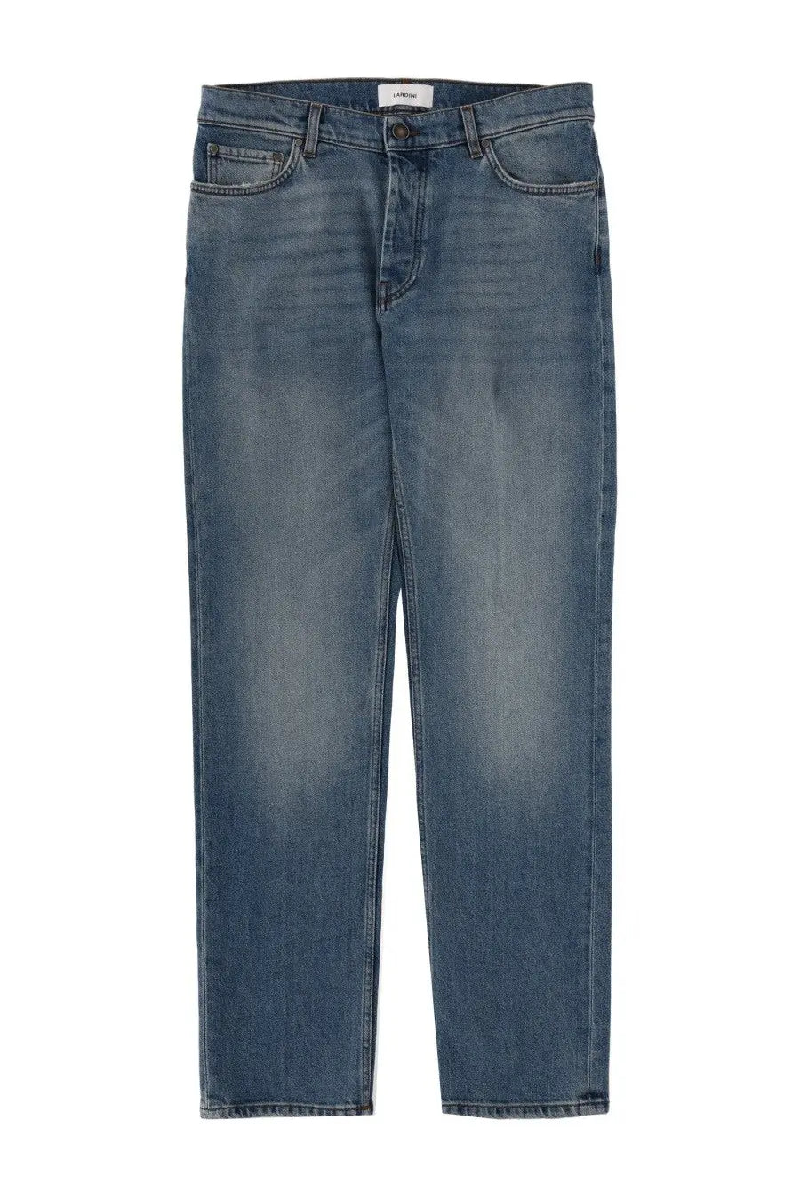 Lardini men’s cotton denim jeans in blue with a faded wash and classic five-pocket design