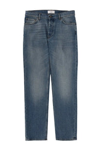 Lardini men’s cotton denim jeans in blue with a faded wash and classic five-pocket design