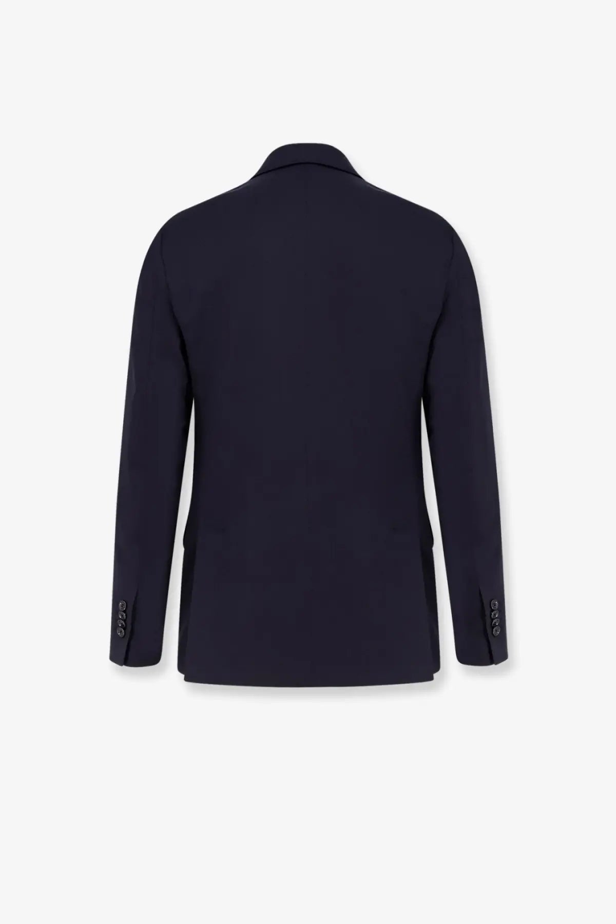 A sleek navy blue lardini men’s iconic single breasted blazer in pure virgin wool with tailored fit and subtle texture