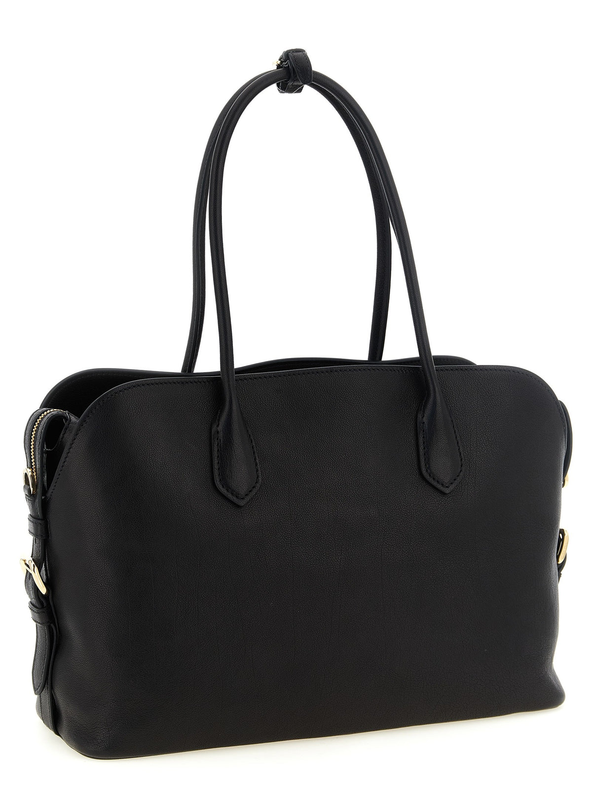 PRADA Large Leather Shopping Bag Black