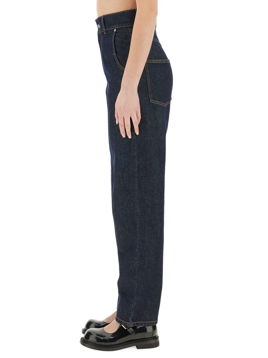 Moschino Women's Laurel Crown Patch Denim Pants Blue